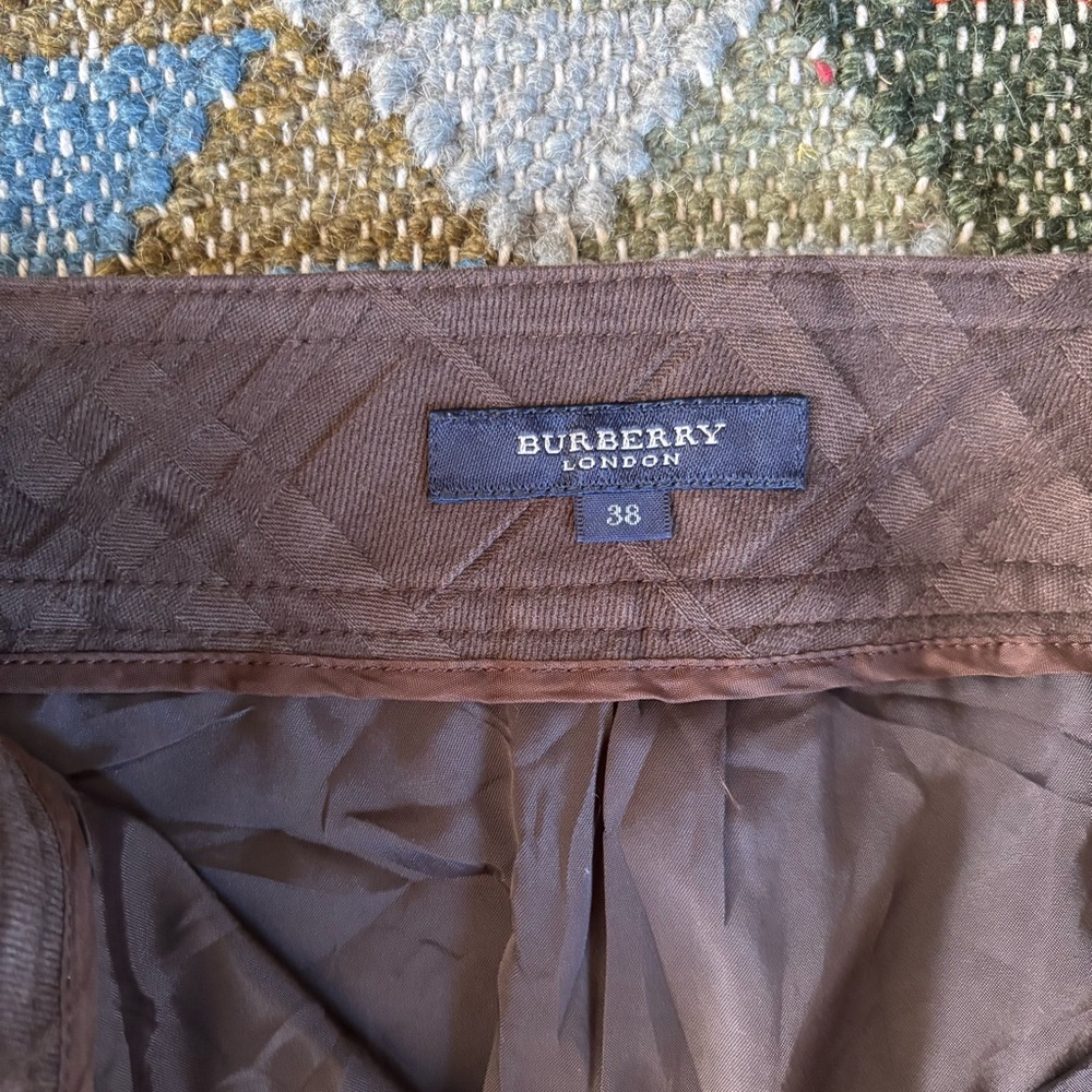 Burberry Brown Plaid Pattern Embossed Pencil Skir… - image 4